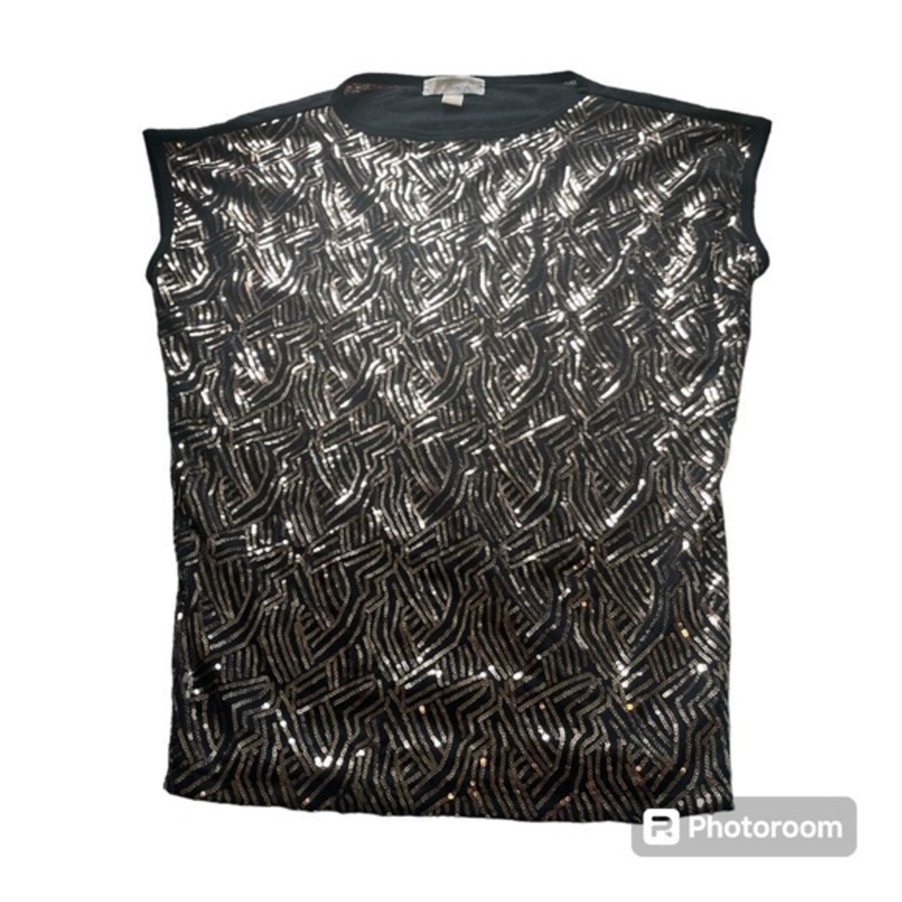 Michael Kors black and gold sequins blouse